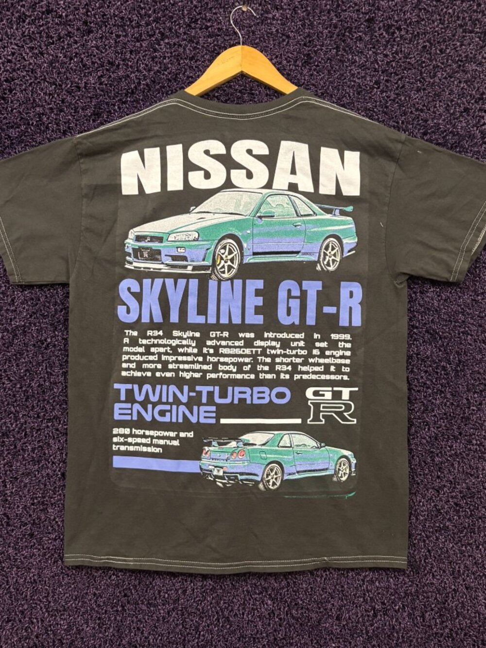 Nissan R34 Skyline GTR Twin Turbo Street Racing T-Shirt M